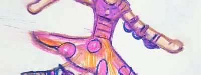 girl and Boy roller blade skating - children pencil drawing online arts classes pencil and paints india - adults weekend hobby art