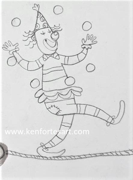 Joker Juggling On Tight Rope Children Pencil Drawing Online Arts Classes Pencil And Paints India Adults Weekend Hobby Kenfortes Fine Arts Painting Meditation Classes India J P Nagar Bangalore Children