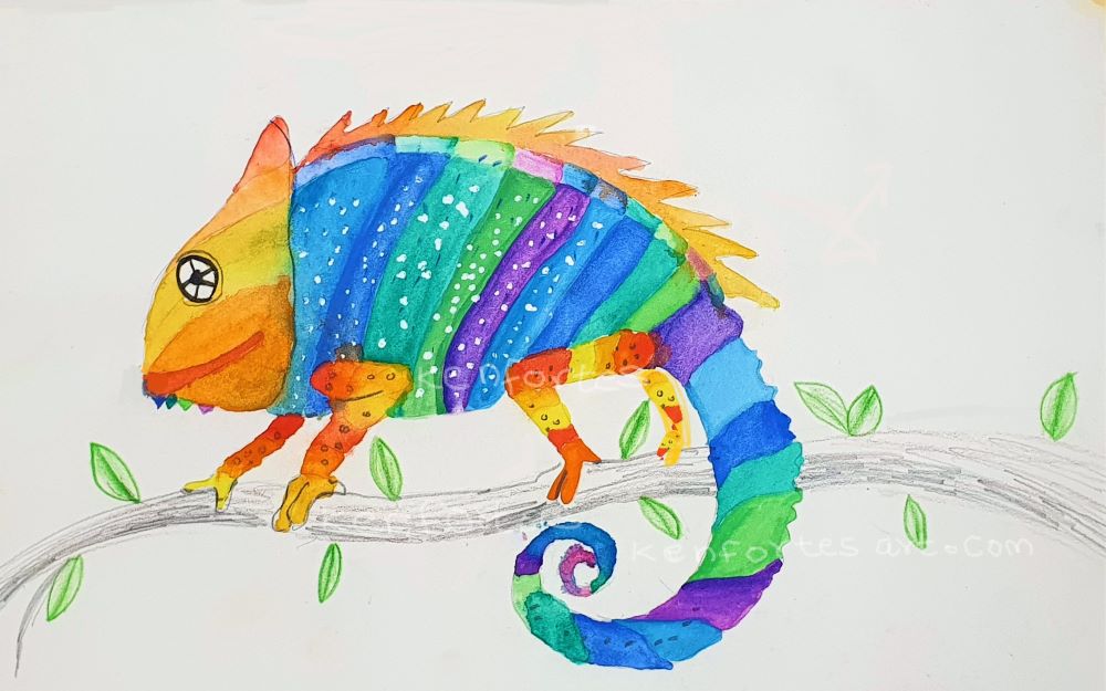 Rainbow Chameleon Unicorn Rainbow Chameleon Easy Drawing For Kids With ...