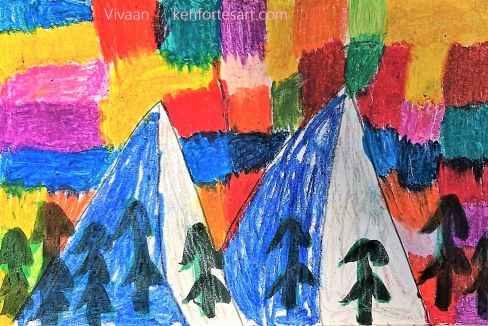 Snow mountains by vivaan - kenfortes children art classes bangalore India