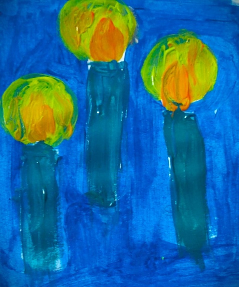 Candles acrylic painting by Raaga - kenfortes art class kids online art gallery - international standard art classes